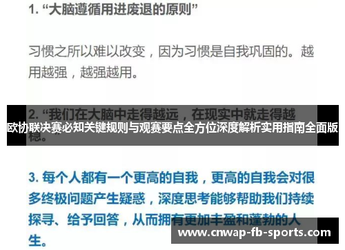 欧协联决赛必知关键规则与观赛要点全方位深度解析实用指南全面版