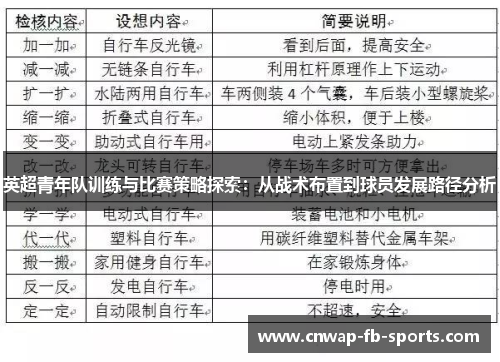 英超青年队训练与比赛策略探索：从战术布置到球员发展路径分析